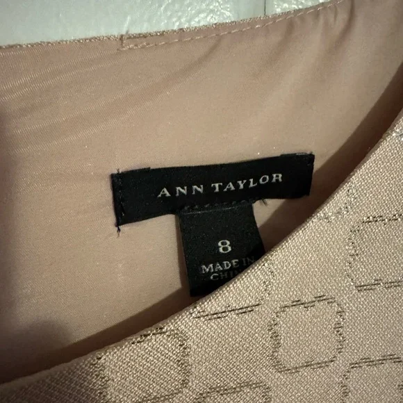 Ann Taylor Textured Sleeveless Tan Dress - Picture 2 of 4